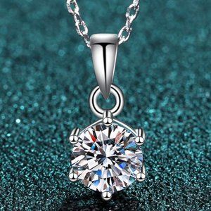 Certified 3 ct. t.w. Diamond Moissanite Solitaire Necklace NEW